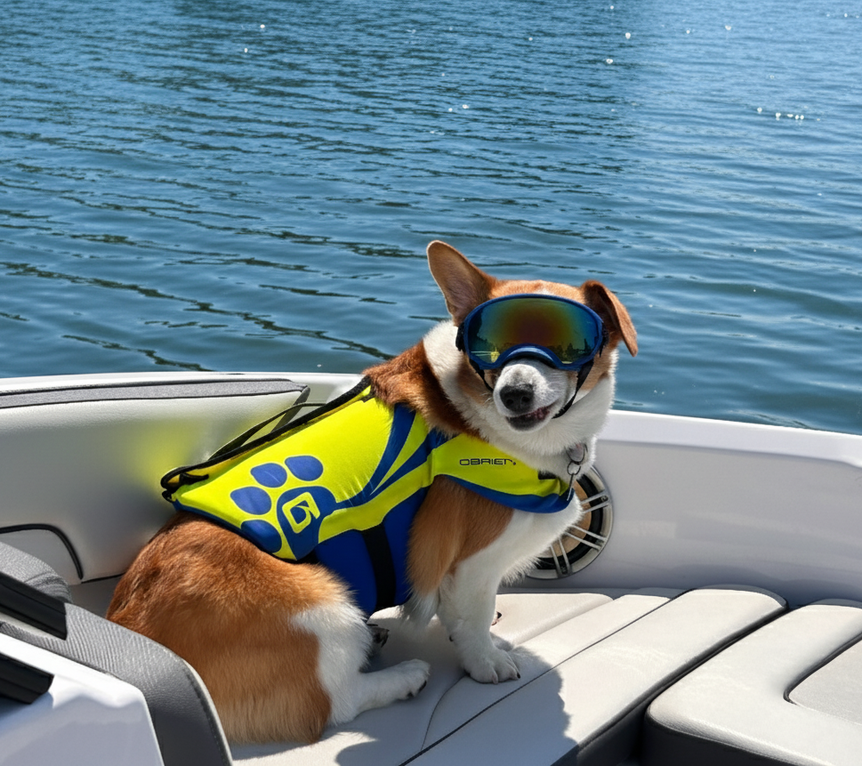 Dog enjoying a boat ride on Lake Mattoon